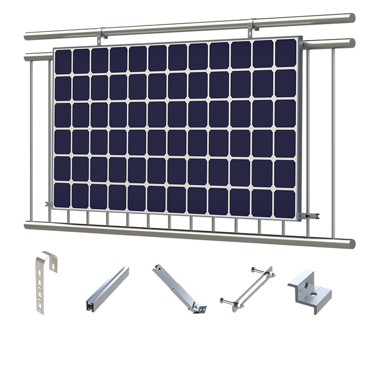 LAUXX Energy BLK-Halt-KS0 Balkonhalterung | Set für 1 Solarmodul | Silber