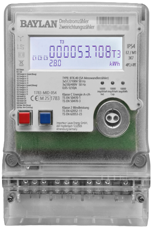 BAYLAN BTK40 Drehstrom-Messwandlerzähler | Zweirichtung | MID | RS485